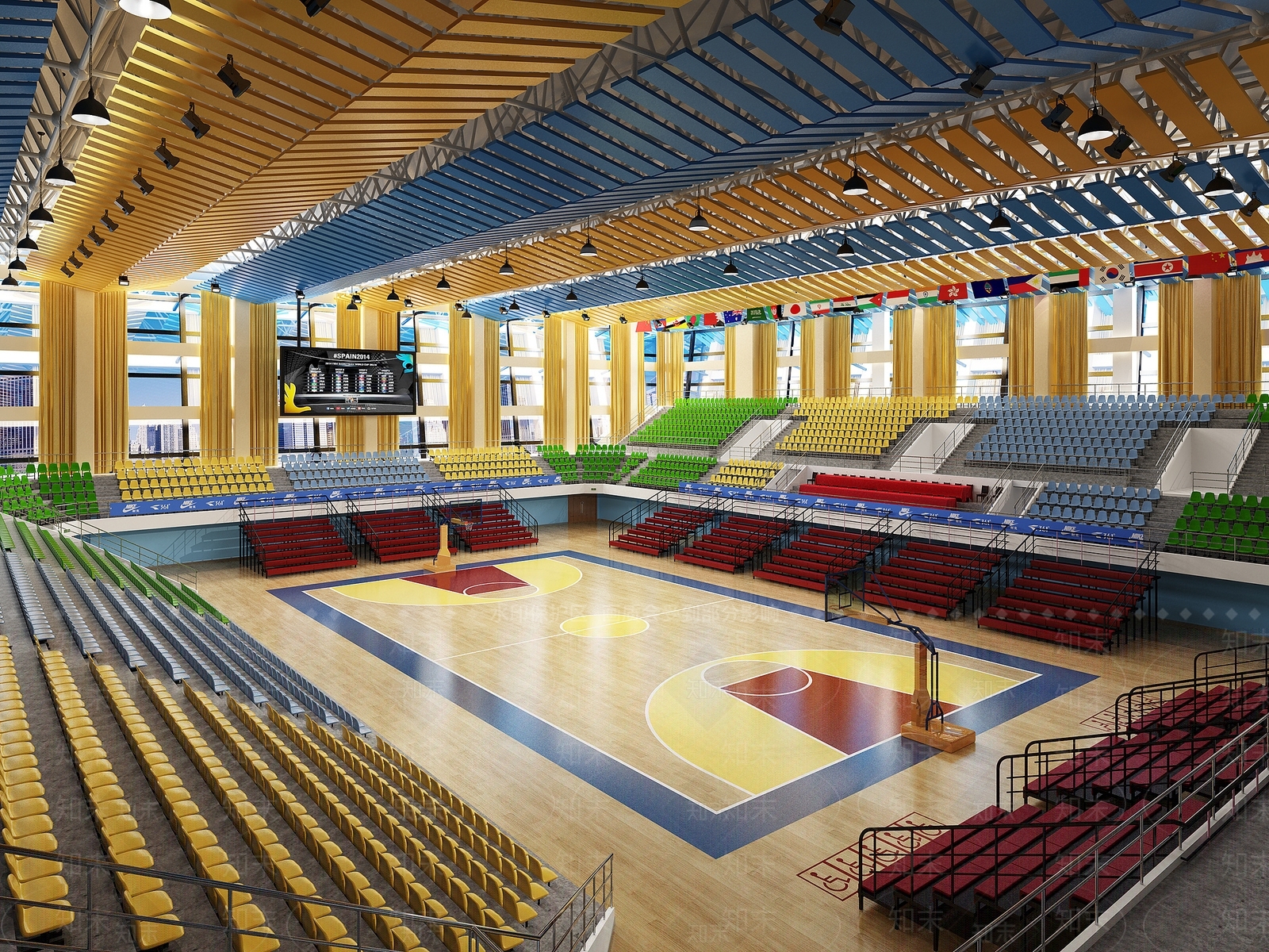 现代体育馆室内空间3D模型下载【ID:1192928666】