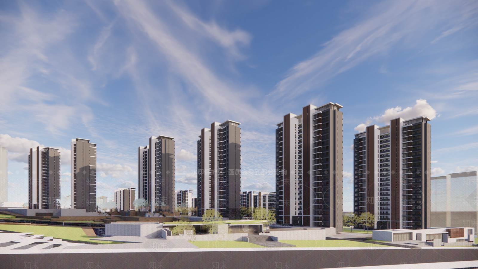 现代小区建筑SU模型下载【ID:1192928995】