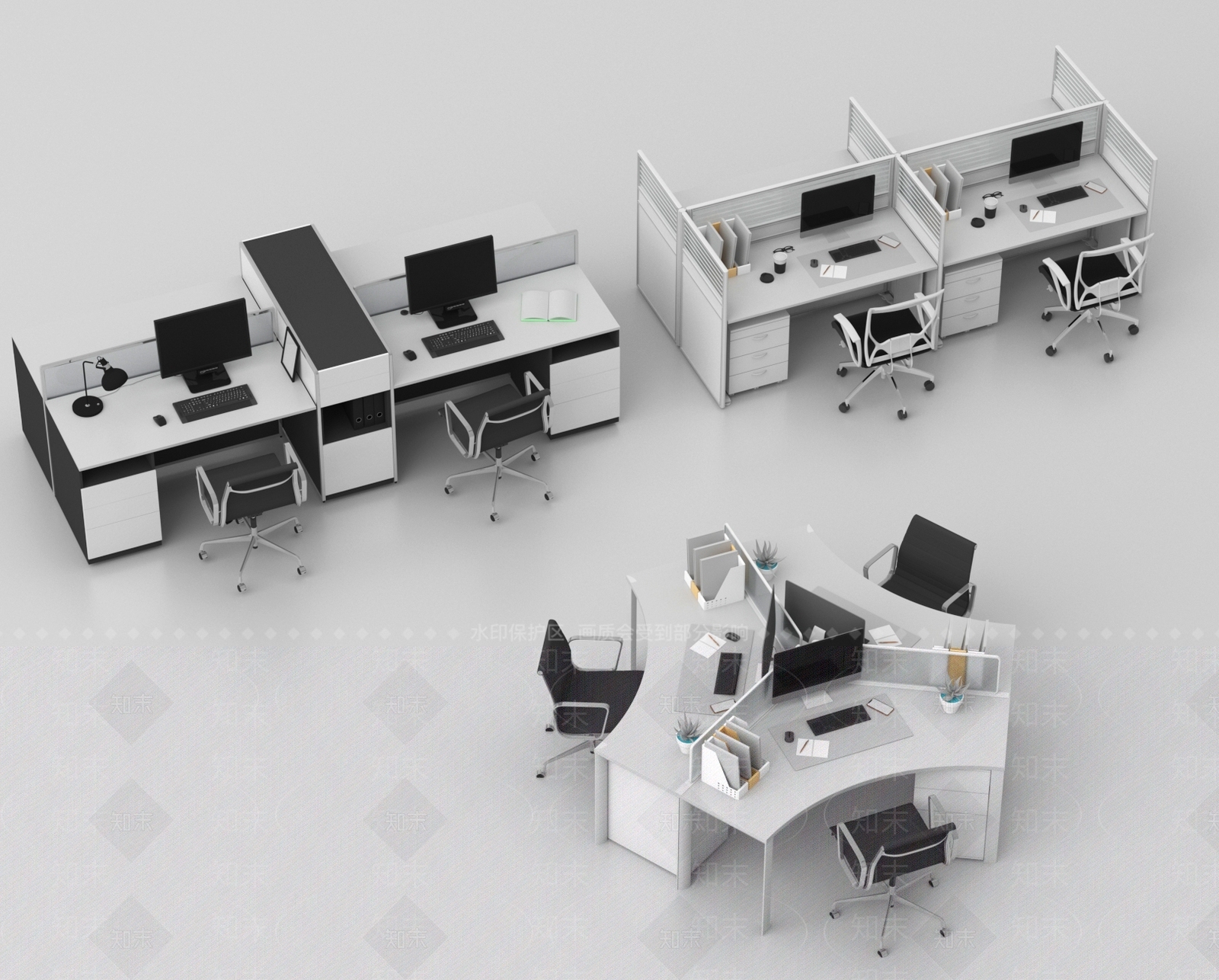 现代办公桌椅3D模型下载【ID:1192929134】