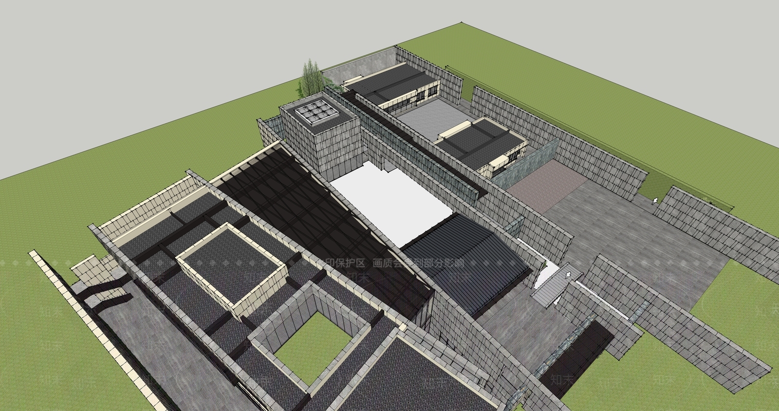 现代售楼处建筑SU模型下载【ID:1192929109】