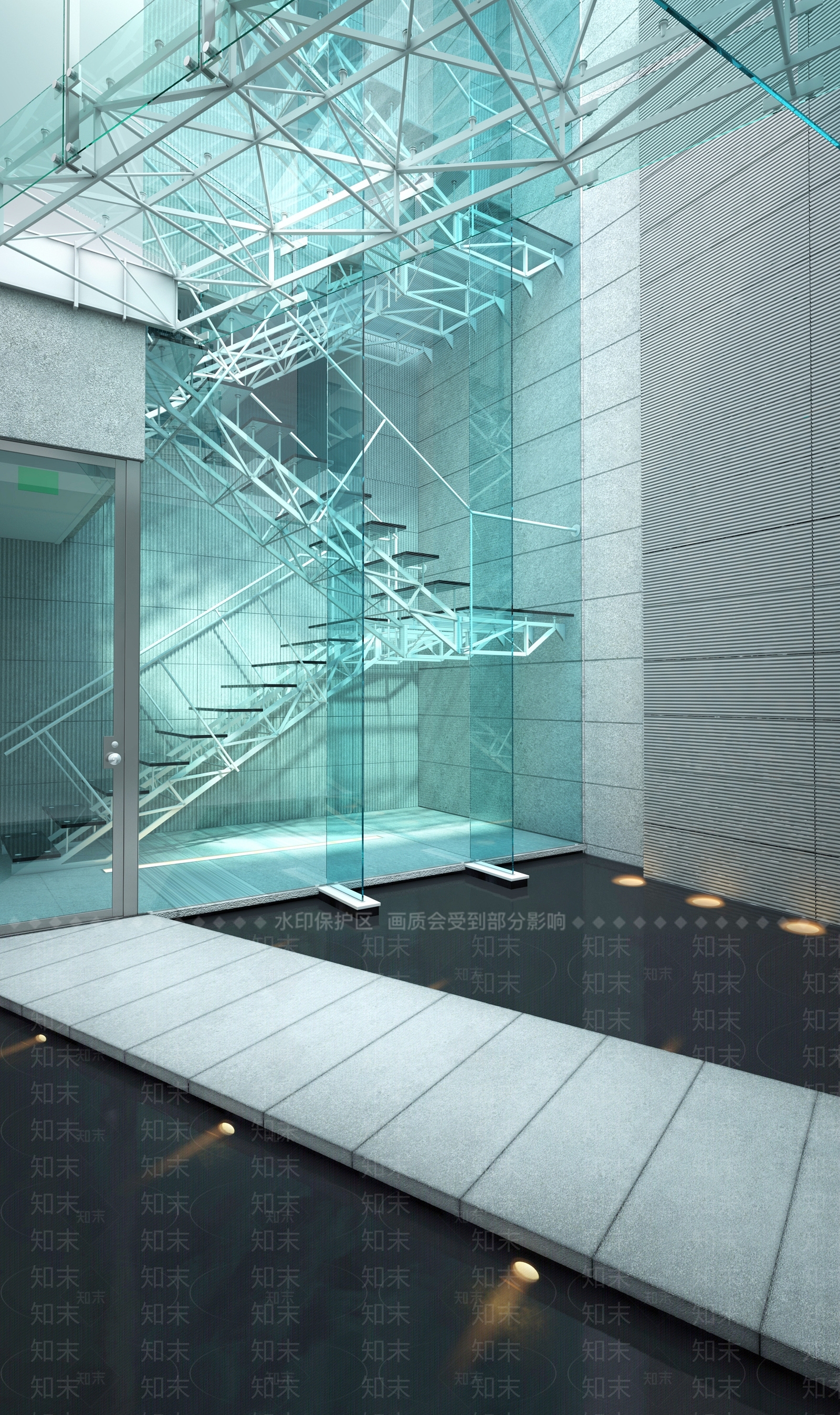 现代简约楼梯过道3D模型下载【ID:1192929277】