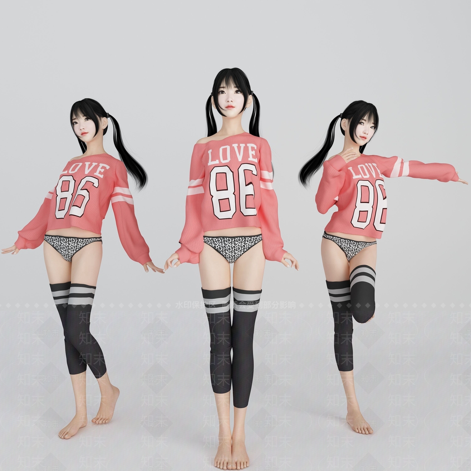 现代风格美女人物萝莉3D模型下载【ID:1192931541】