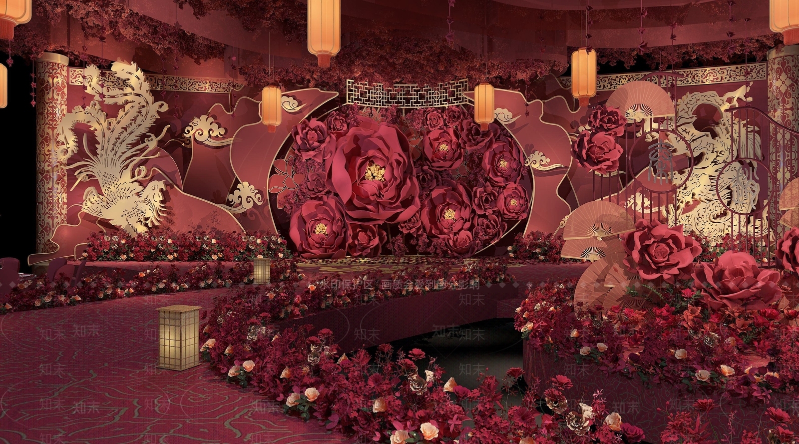 中式婚礼现场3D模型下载【ID:1192932477】