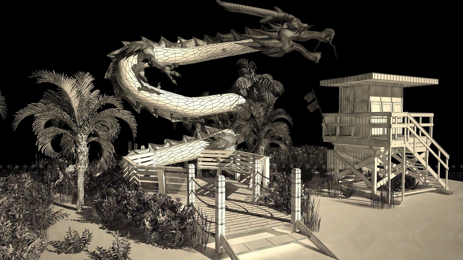 现代沙滩3D模型下载【ID:1192933159】