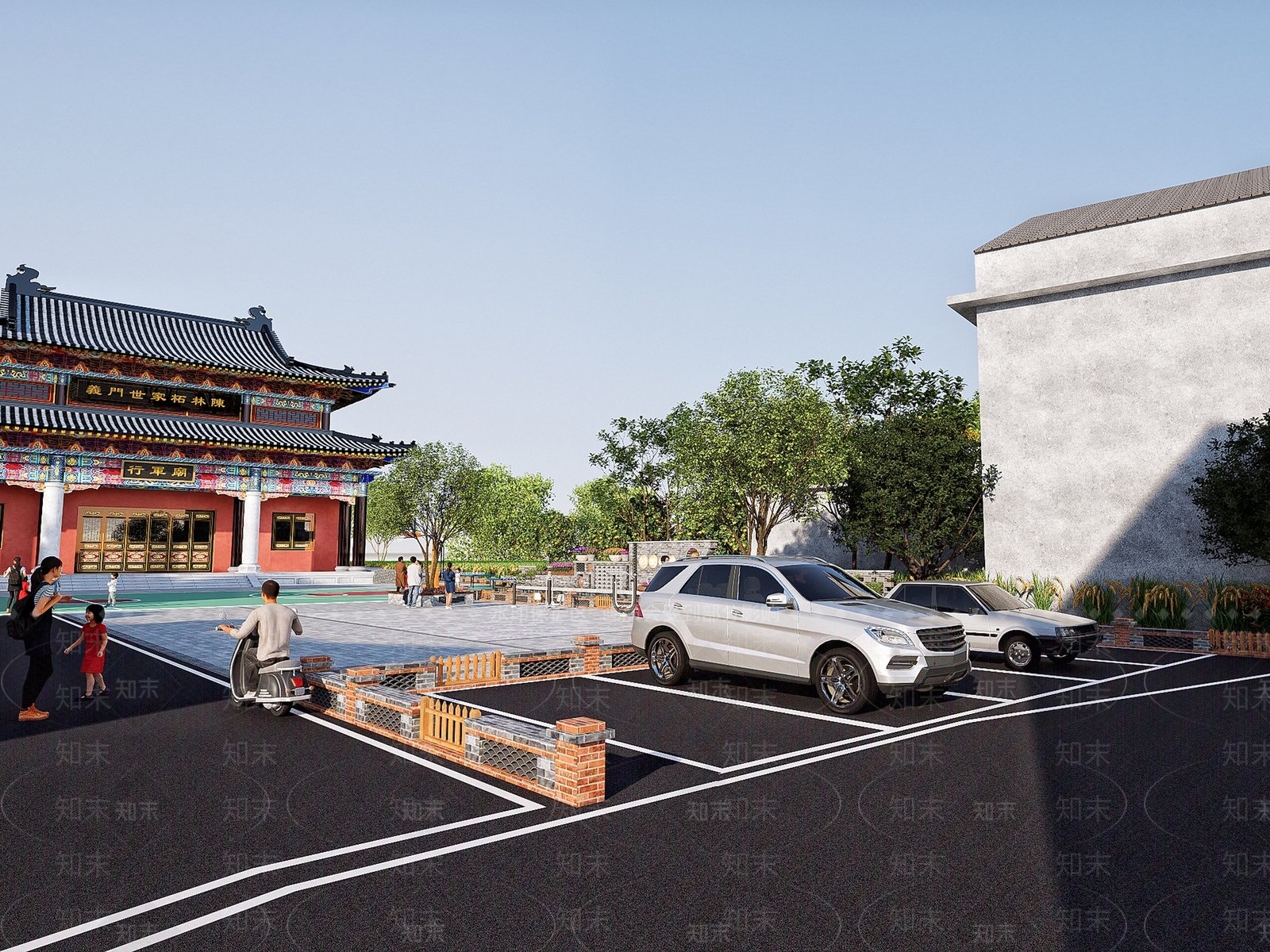 中式复古乡村公园SU模型下载【ID:1192933864】