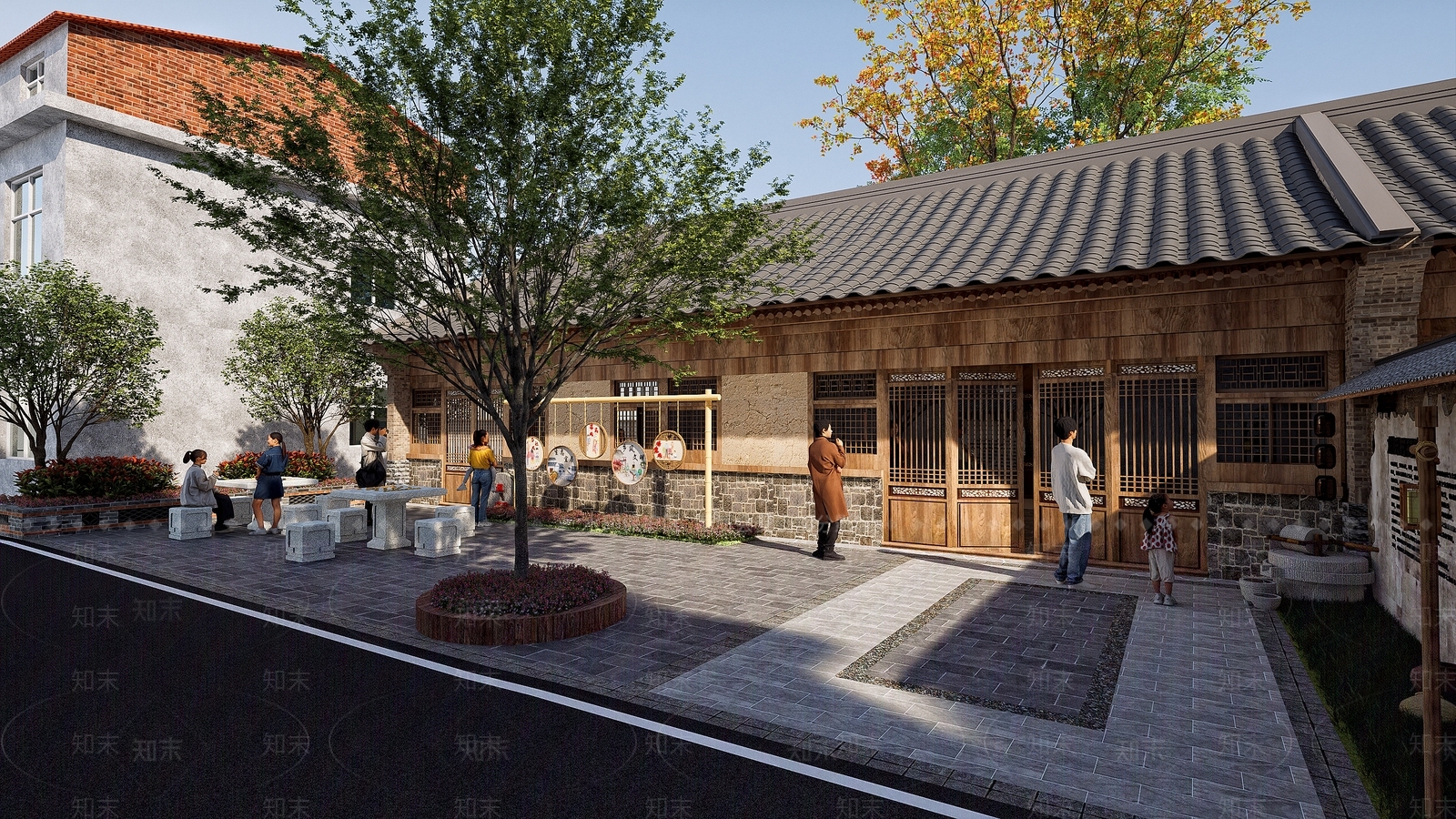 中式乡村公园SU模型草图