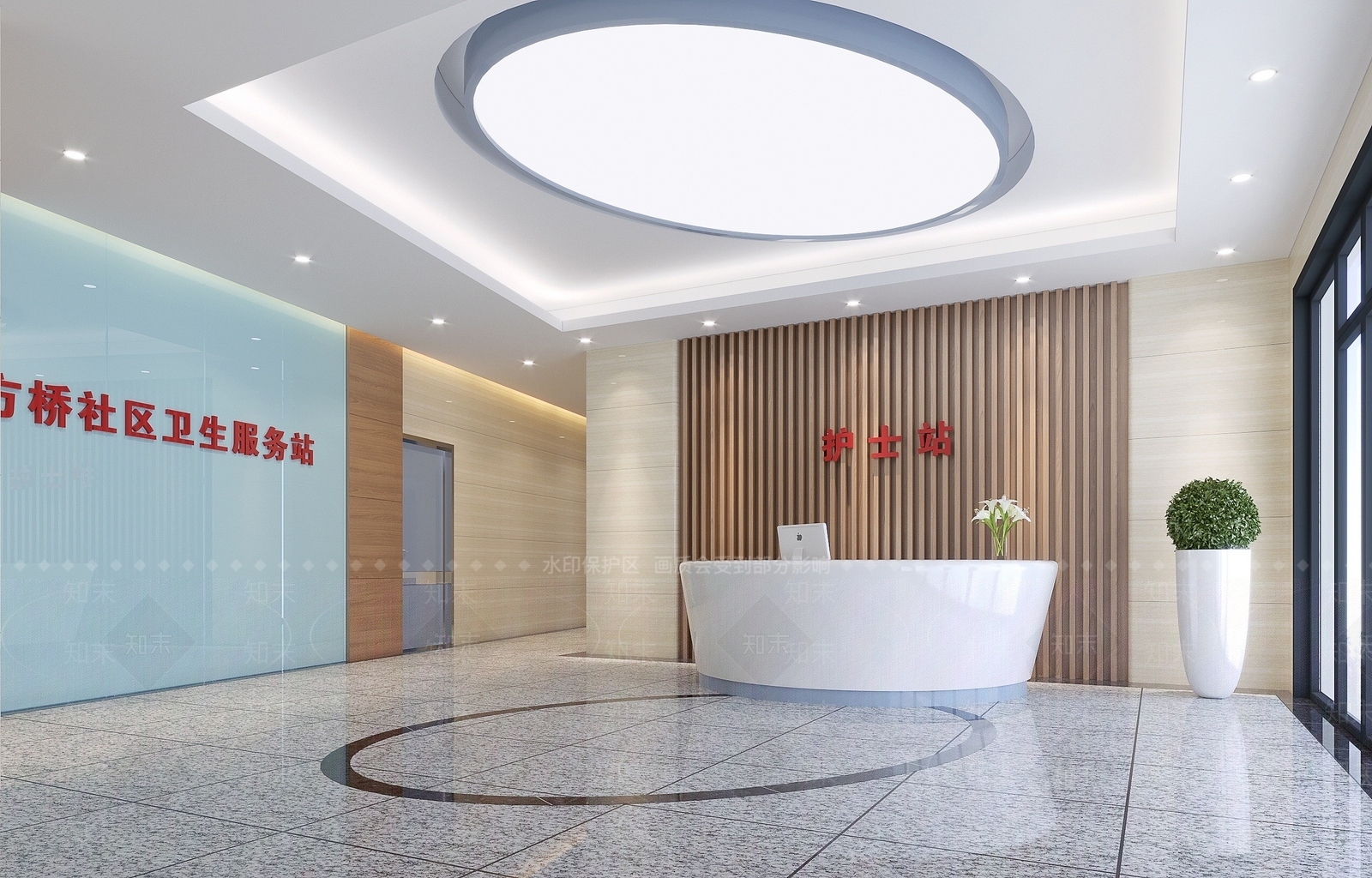 现代社区医院大厅护士站3D模型下载【ID:1192935494】