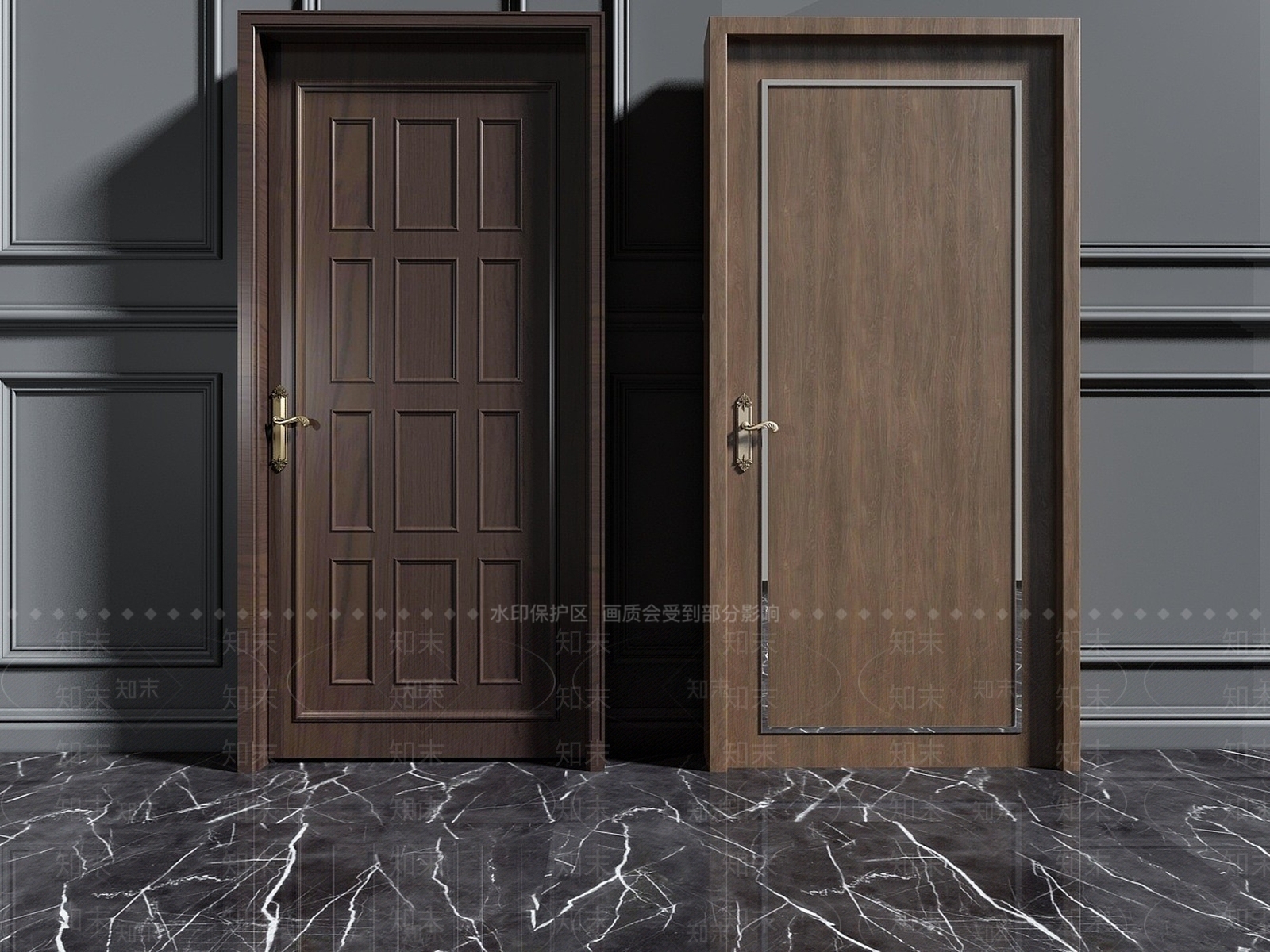 中式卧室门3D模型下载【ID:1192938413】