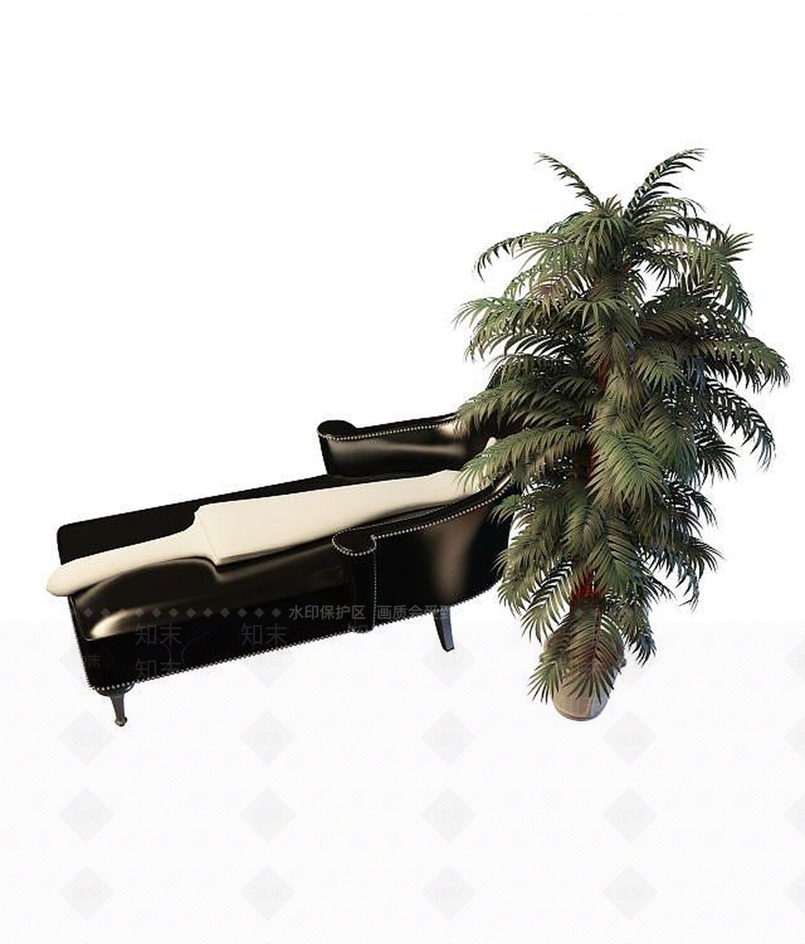 现代真皮休闲躺椅3D模型下载【ID:1192939638】