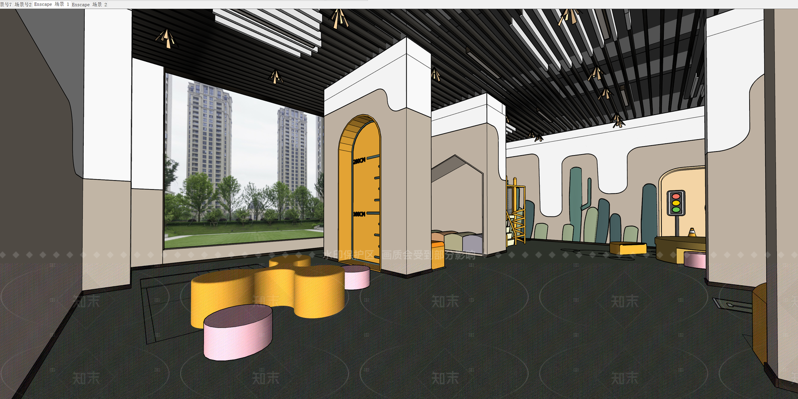 现代简约儿童活动空间SU模型下载【ID:1192942428】