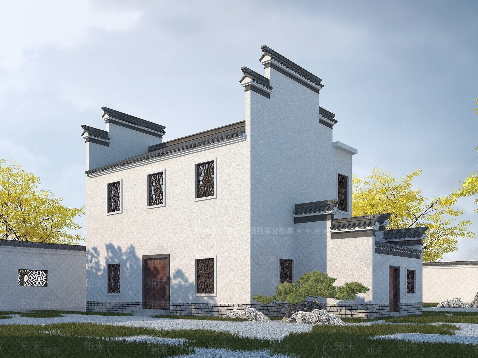 现代徽派民居3D模型下载【ID:1192943570】