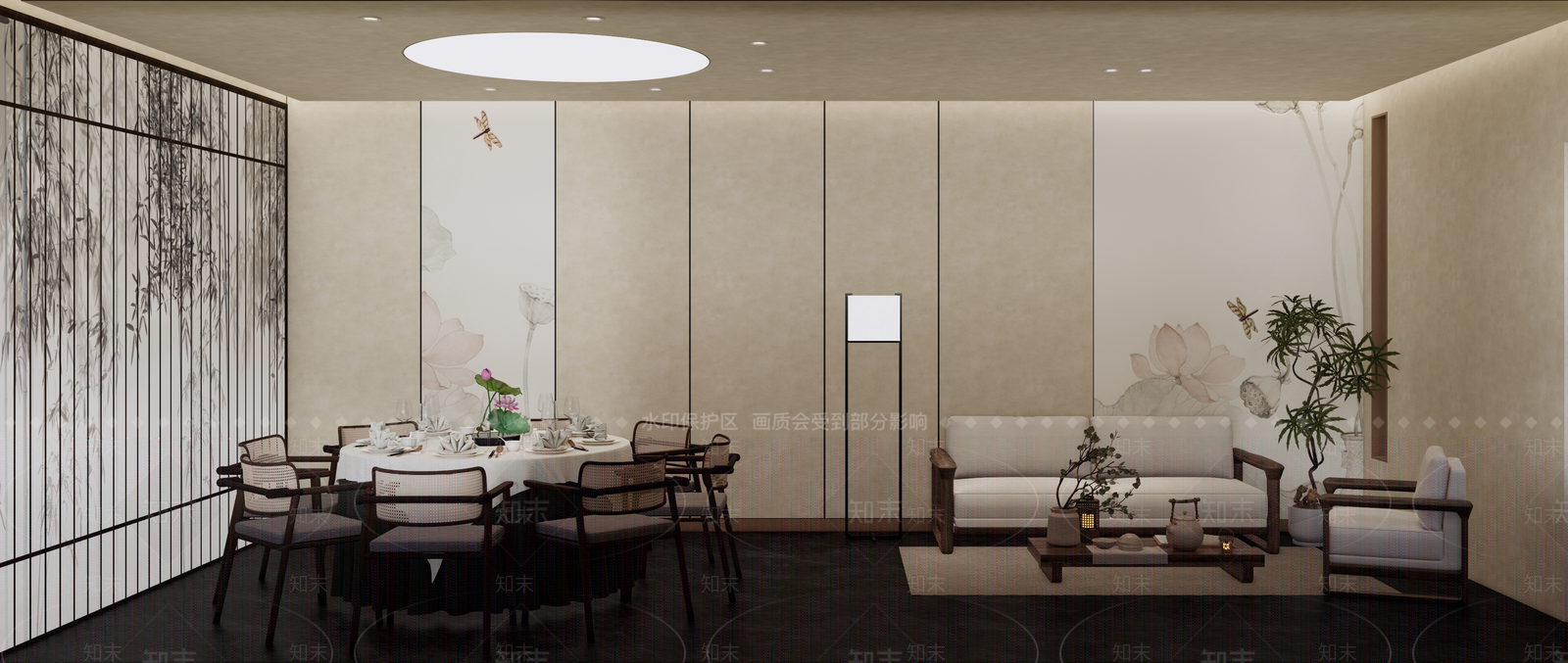 新中式包厢SU模型下载【ID:1192945511】