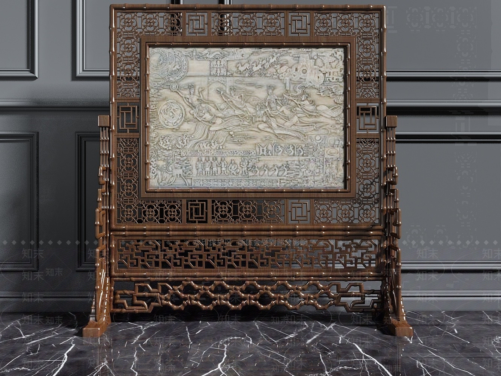 现代家具饰品组合屏风3D模型下载【ID:1192945212】