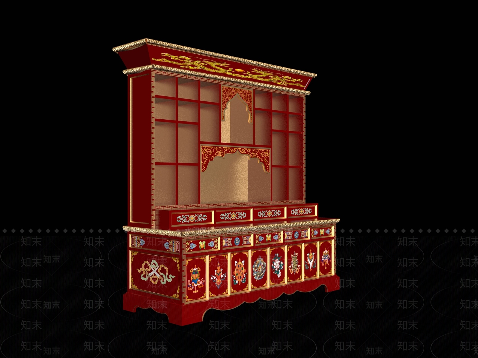 新中式佛龛3D模型下载【ID:1192948121】