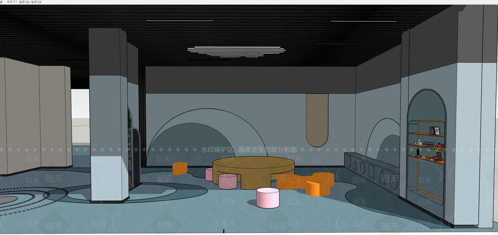 现代极简儿童活动空间SU模型下载【ID:1192950430】