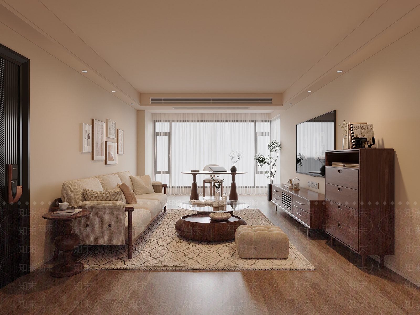 复古中古小户型客厅SU模型下载【ID:1192954347】