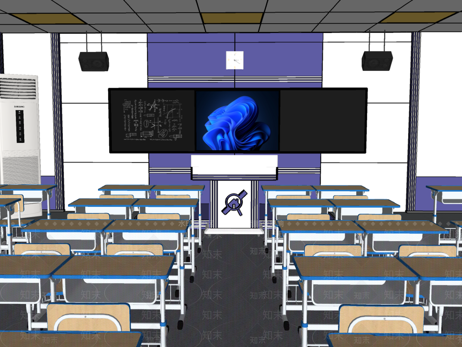 现代简约教室SU模型下载【ID:1192956242】