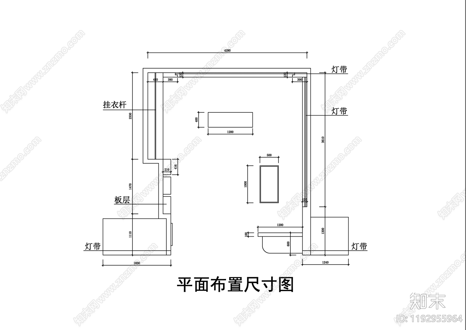现代简约服装店cad施工图下载【ID:1192955964】