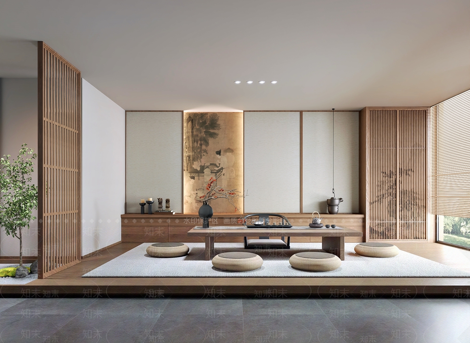 新中式日式茶室3D模型下载【ID:1192956925】