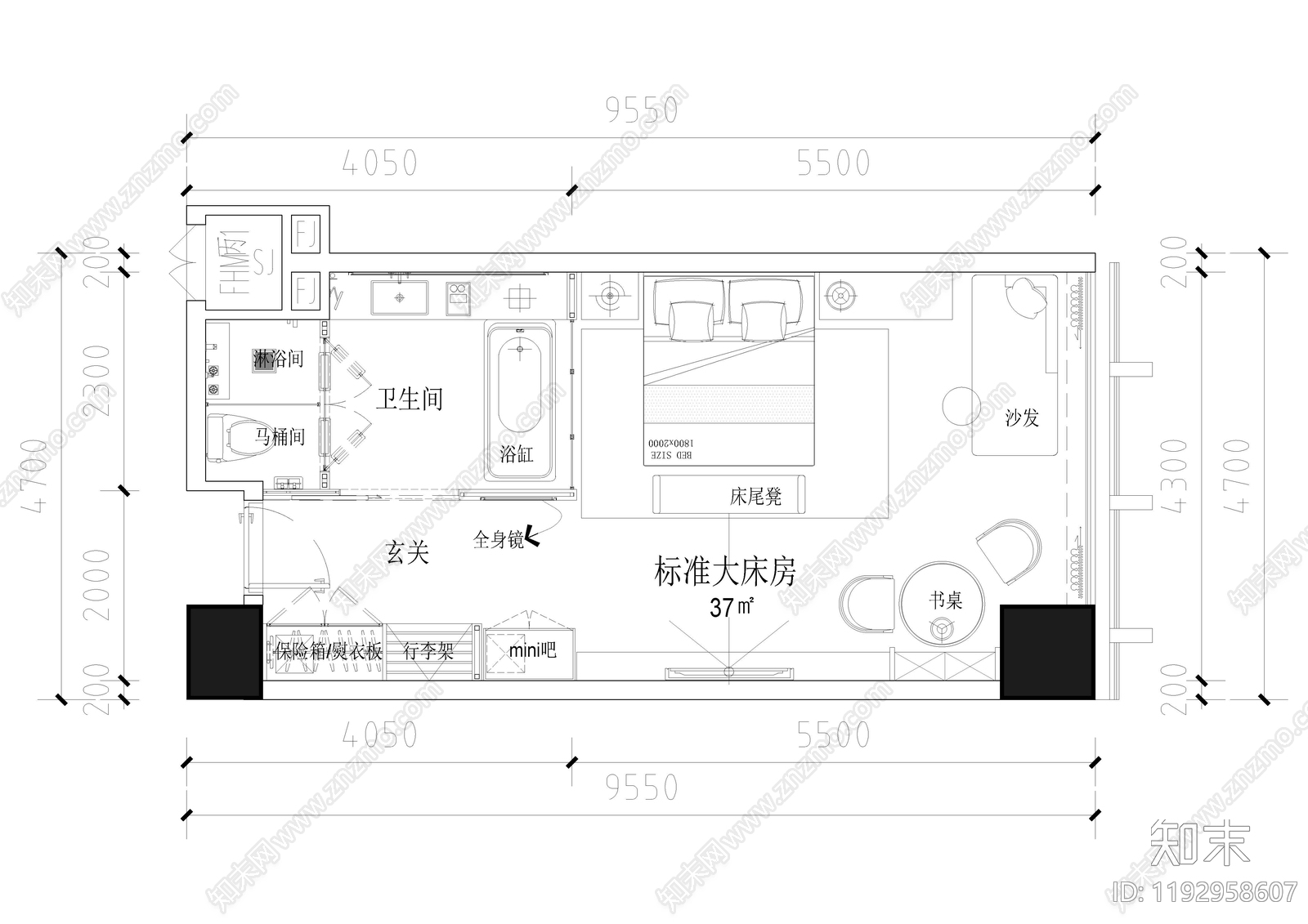 酒店客房施工图下载【ID:1192958607】