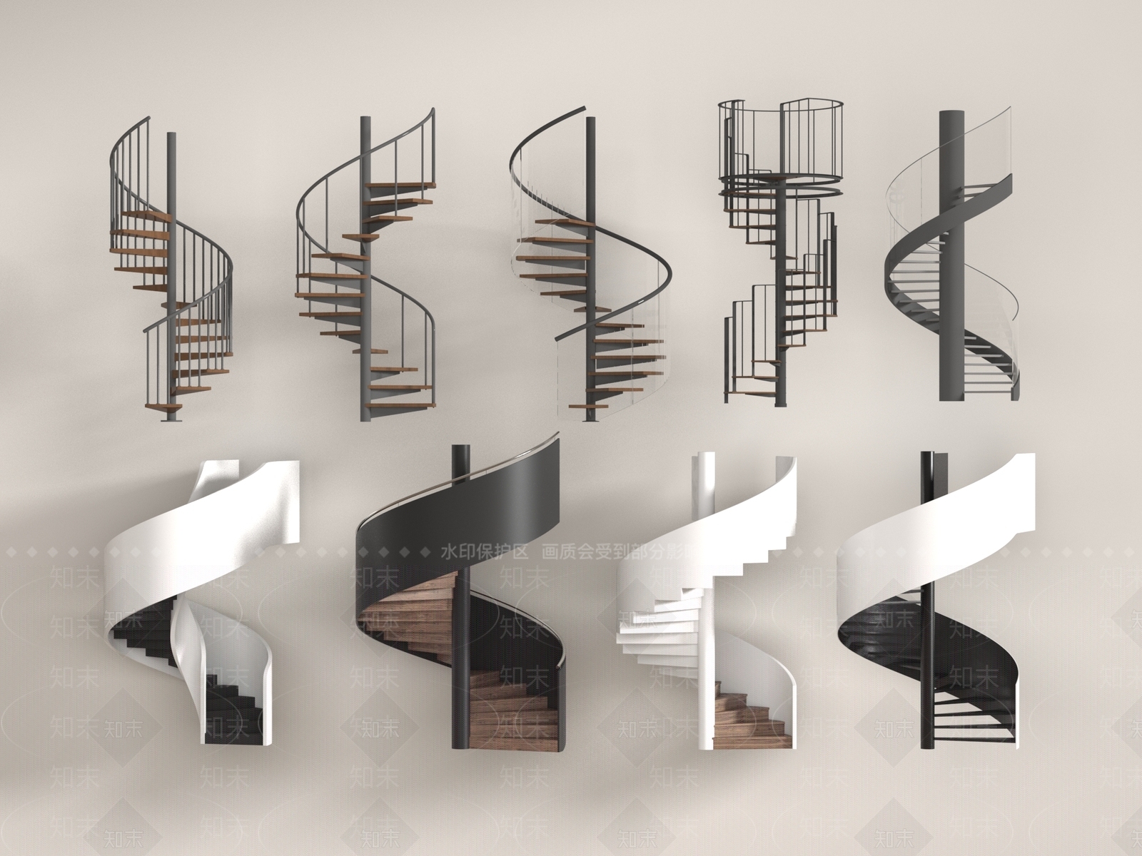 现代旋转楼梯SU模型下载【ID:1192965539】