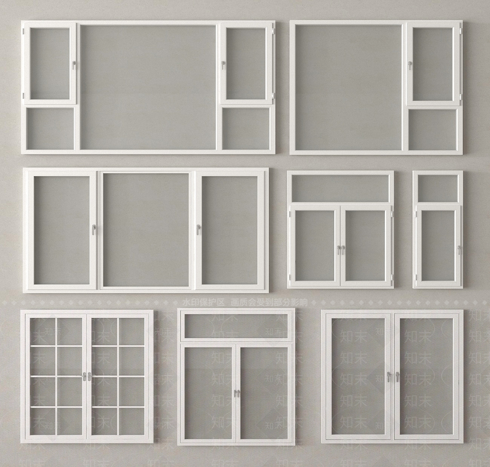 现代平开窗SU模型下载【ID:1192970174】