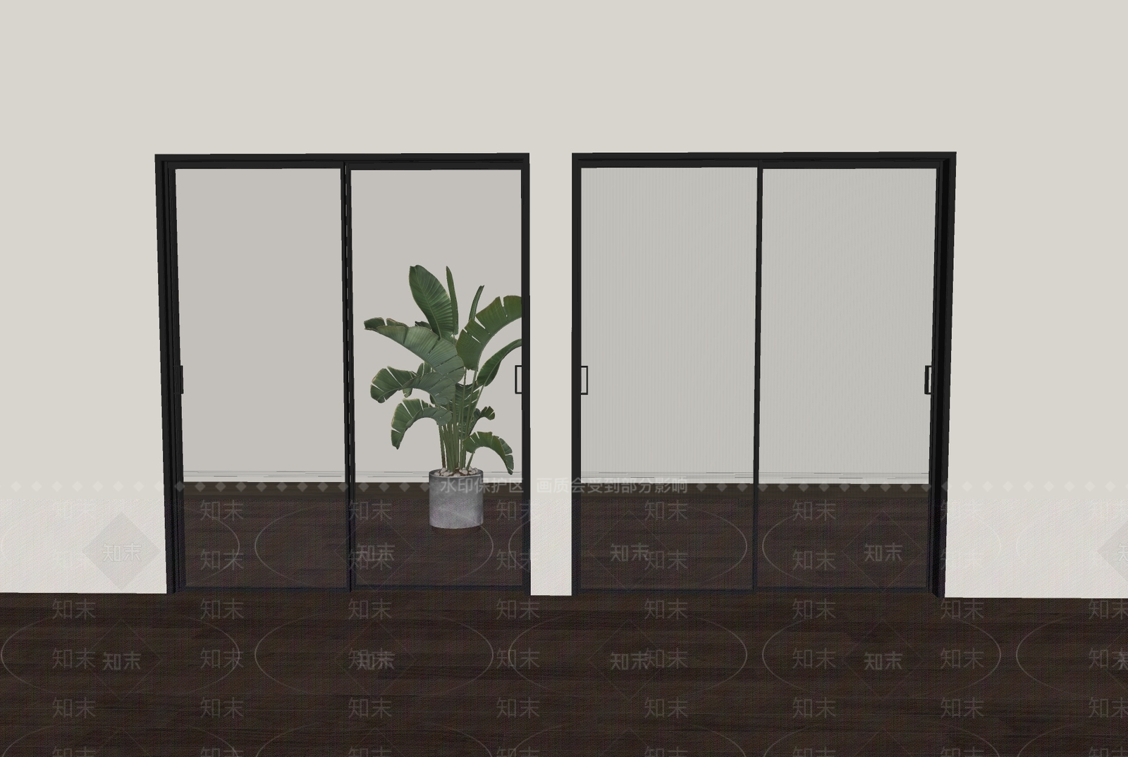 现代推拉门SU模型下载【ID:1192975846】