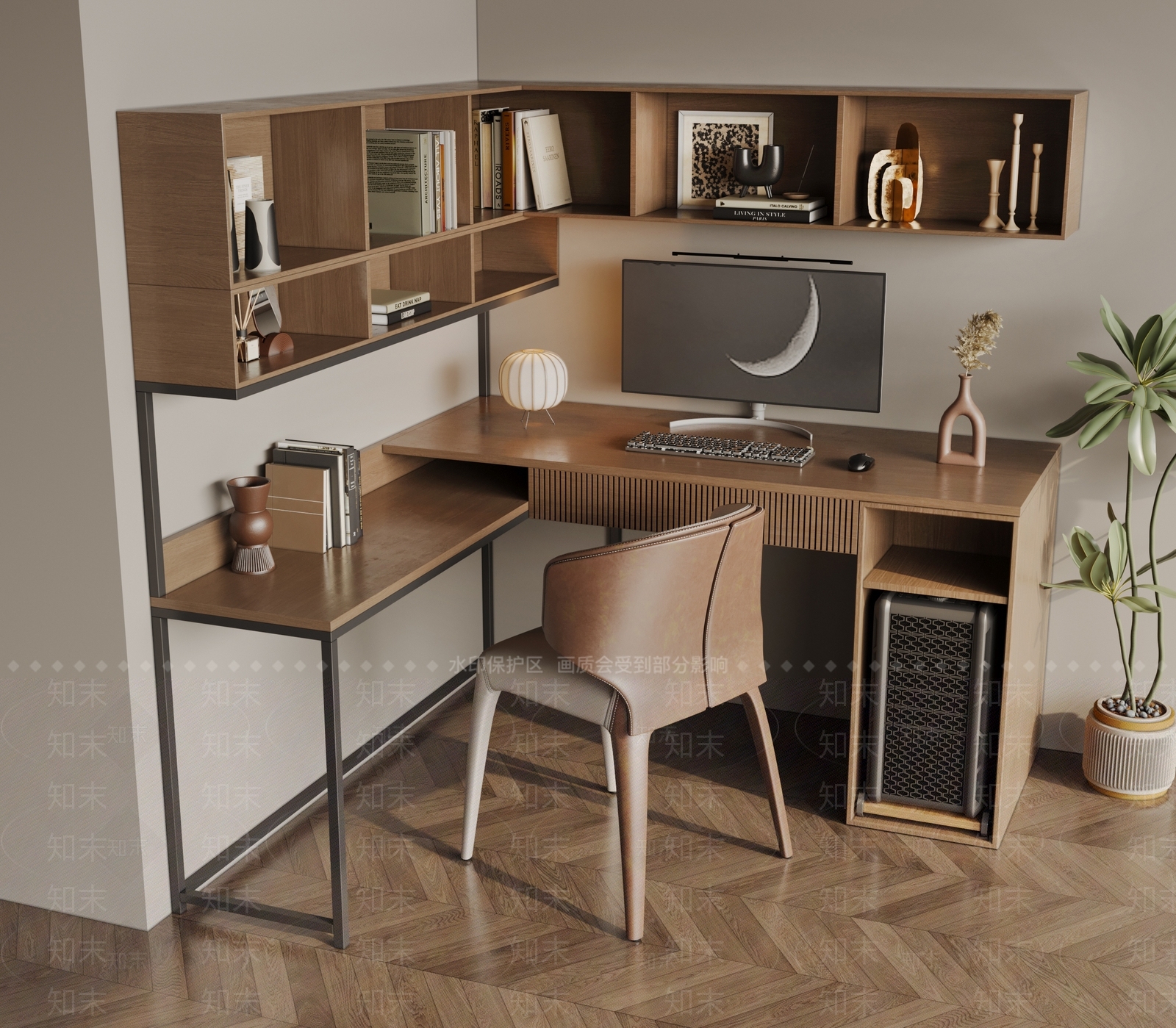 现代中古书房3D模型下载【ID:1192975891】