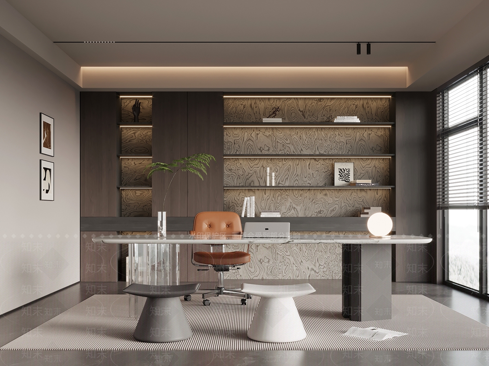 现代意式书房3D模型下载【ID:1192976961】