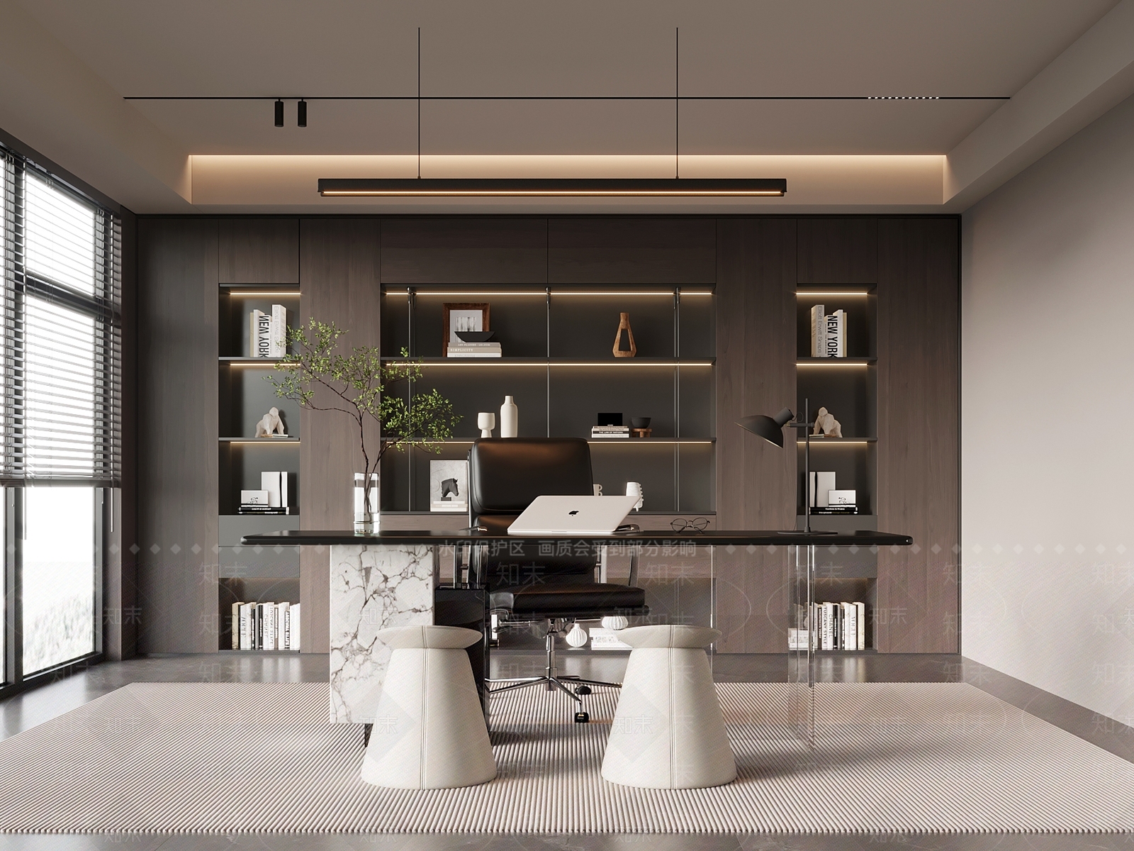现代意式书房3D模型下载【ID:1192977288】