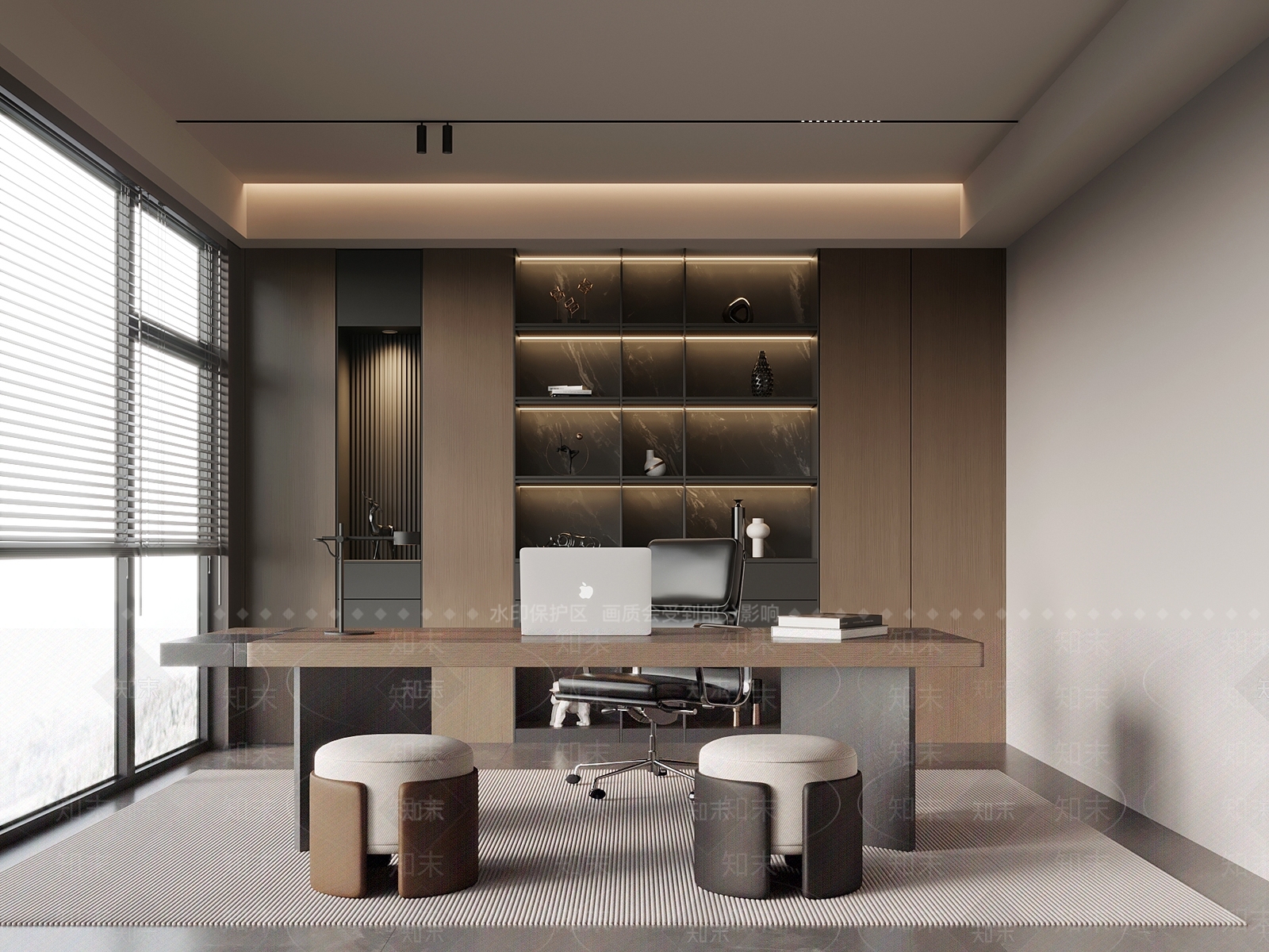 现代意式书房3D模型下载【ID:1192977356】