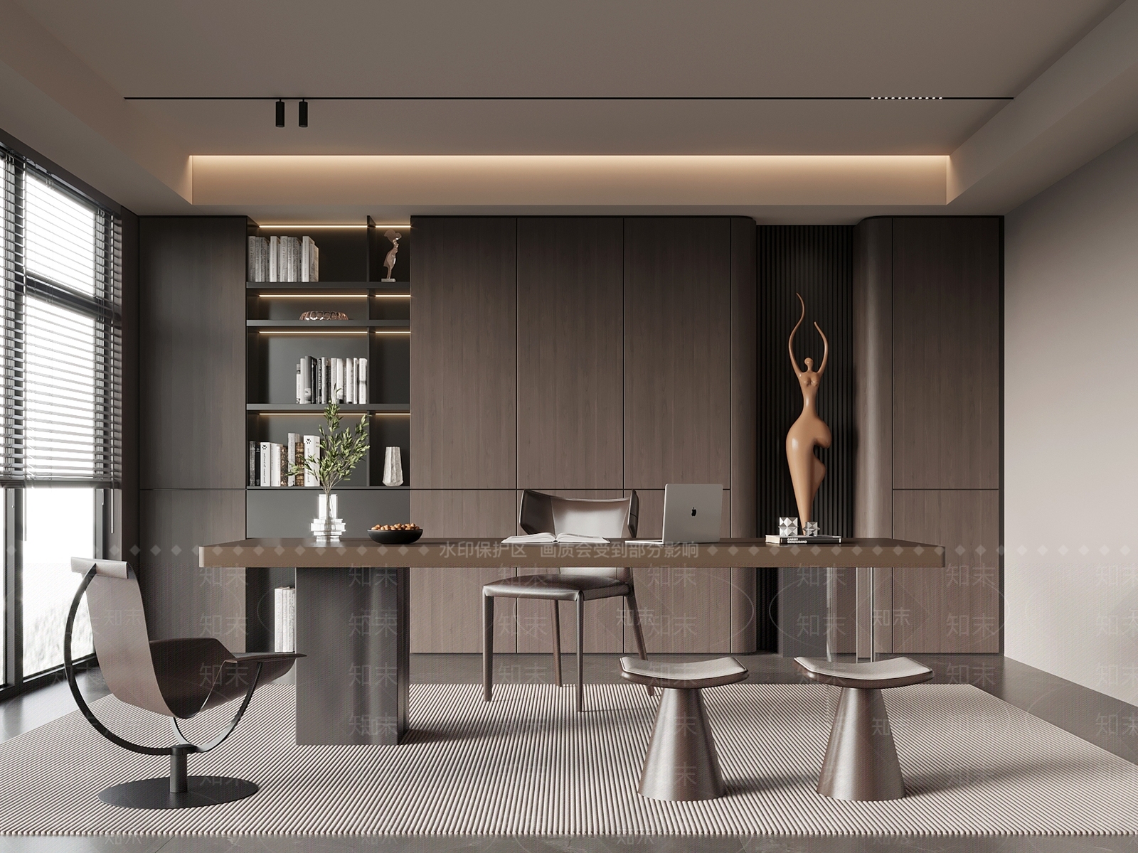 现代意式书房3D模型下载【ID:1192977561】