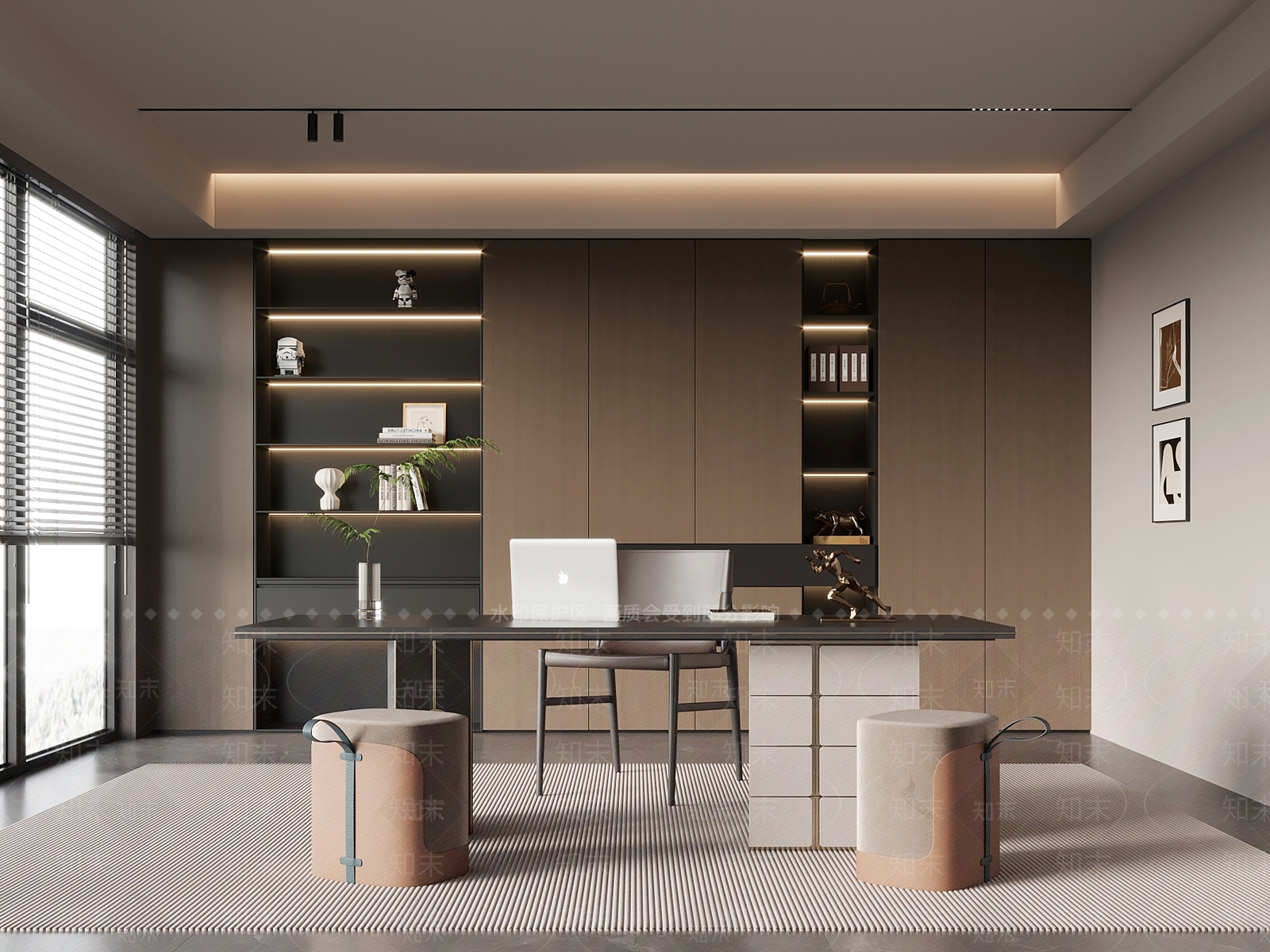 现代意式书房3D模型下载【ID:1192977791】