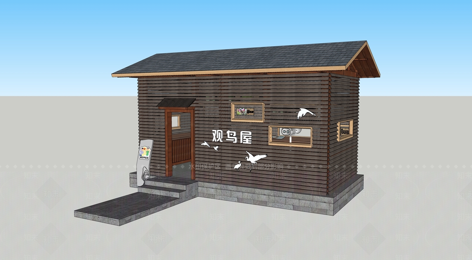 现代新中式木屋SU模型下载【ID:1192977935】