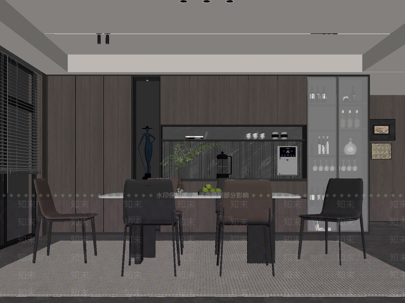 现代意式客餐厅SU模型下载【ID:1192980147】