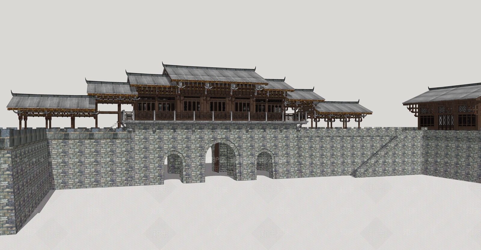 中式古建筑SU模型下载【ID:1192980989】