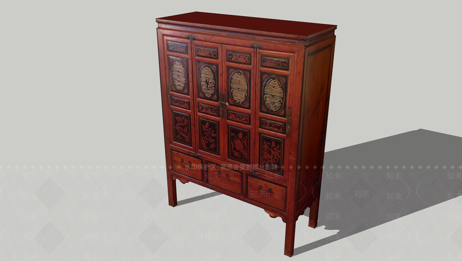 中式储物柜SU模型下载【ID:1192981457】