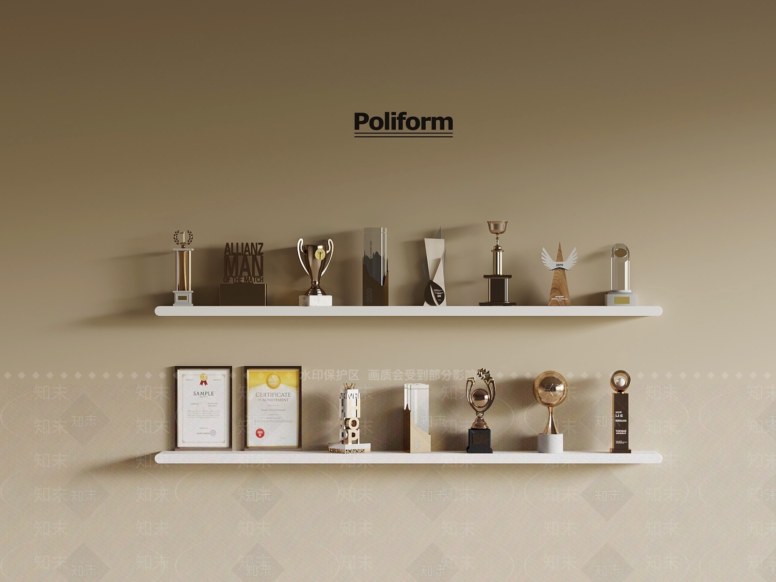 奖杯奖牌3D模型下载【ID:1192981405】