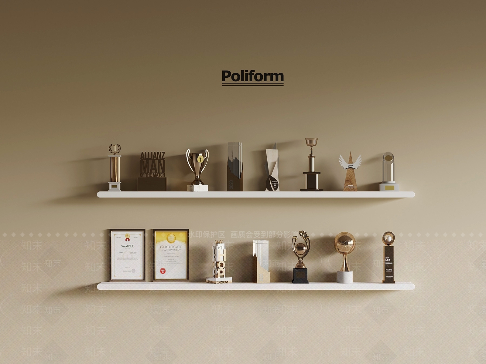 现代奖杯奖牌SU模型下载【ID:1192981584】