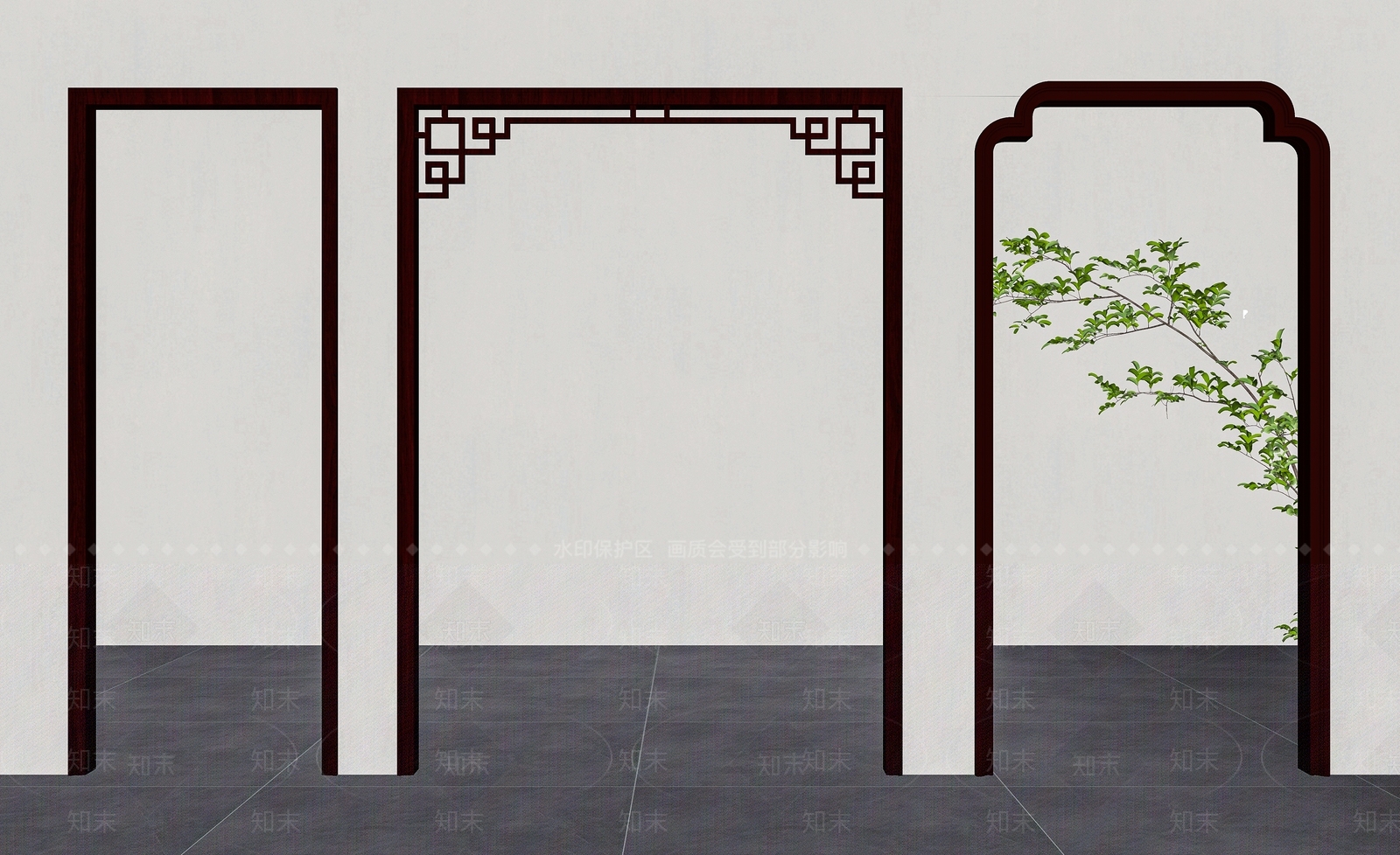 新中式门套SU模型草图