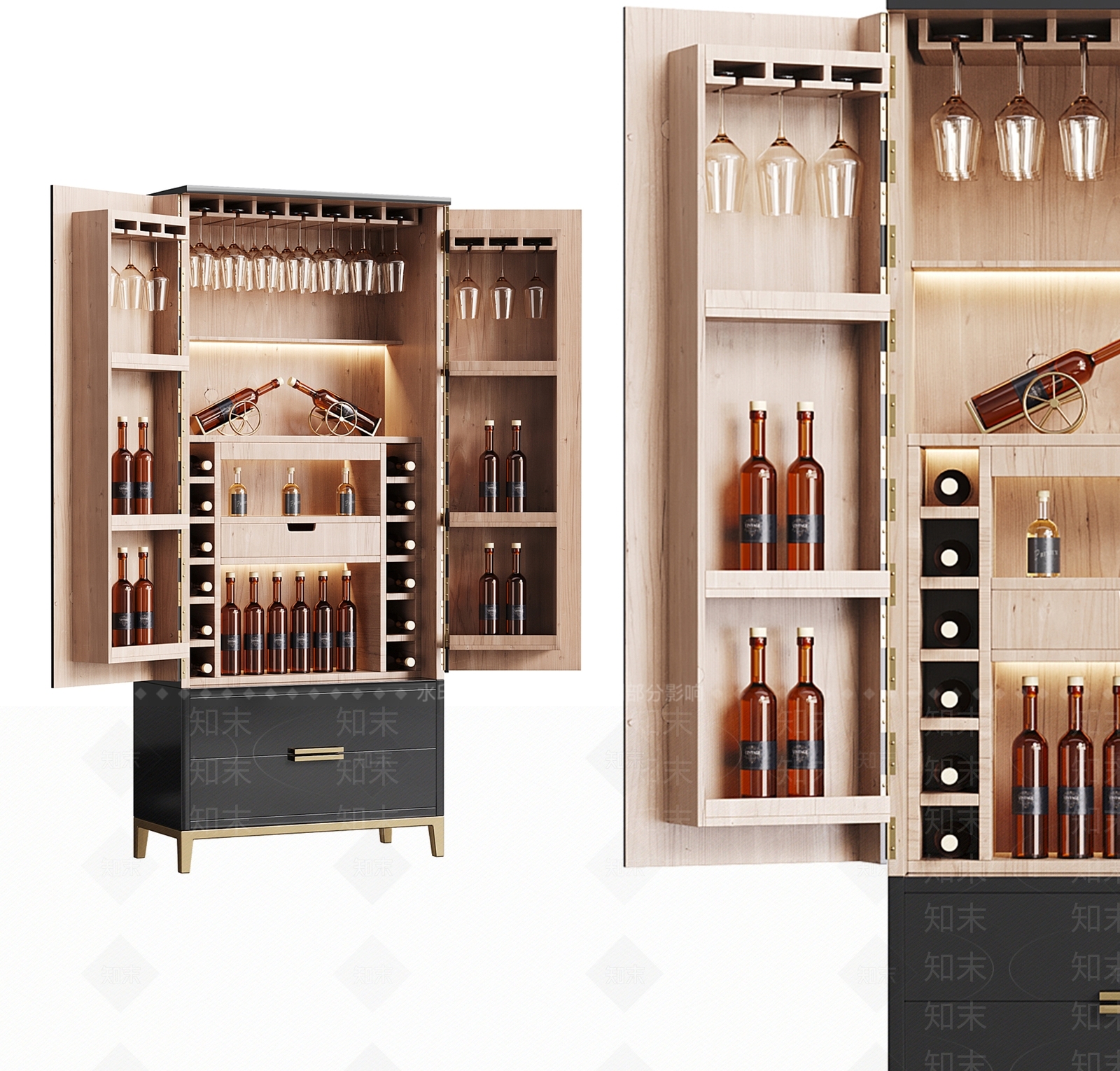 现代轻奢酒柜3D模型下载【ID:1192984068】