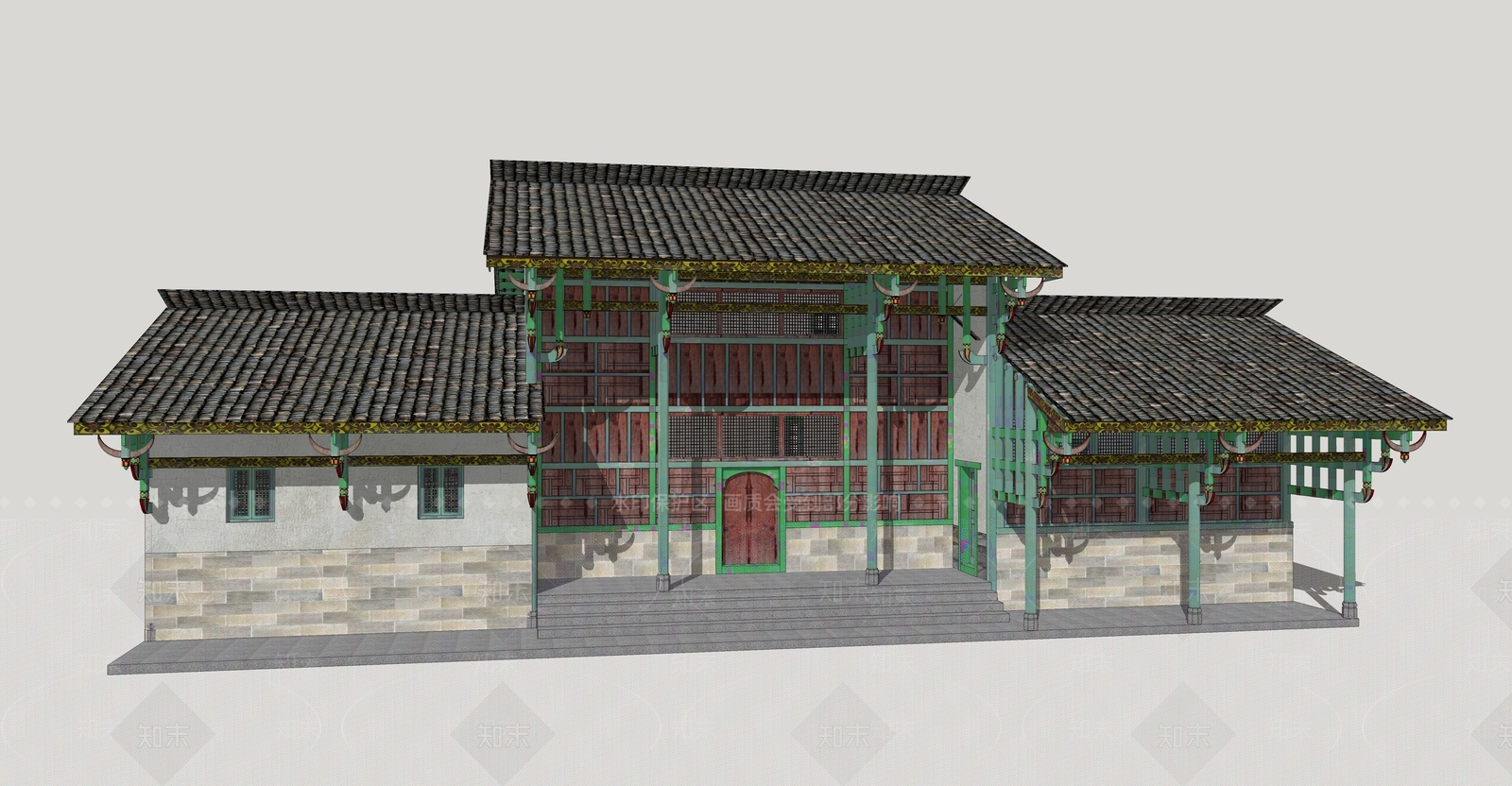 中式古建筑SU模型下载【ID:1192984244】