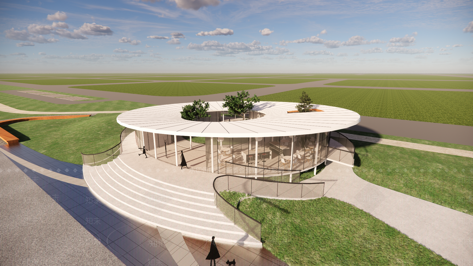 现代新中式屋顶花园SU模型下载【ID:1193008736】