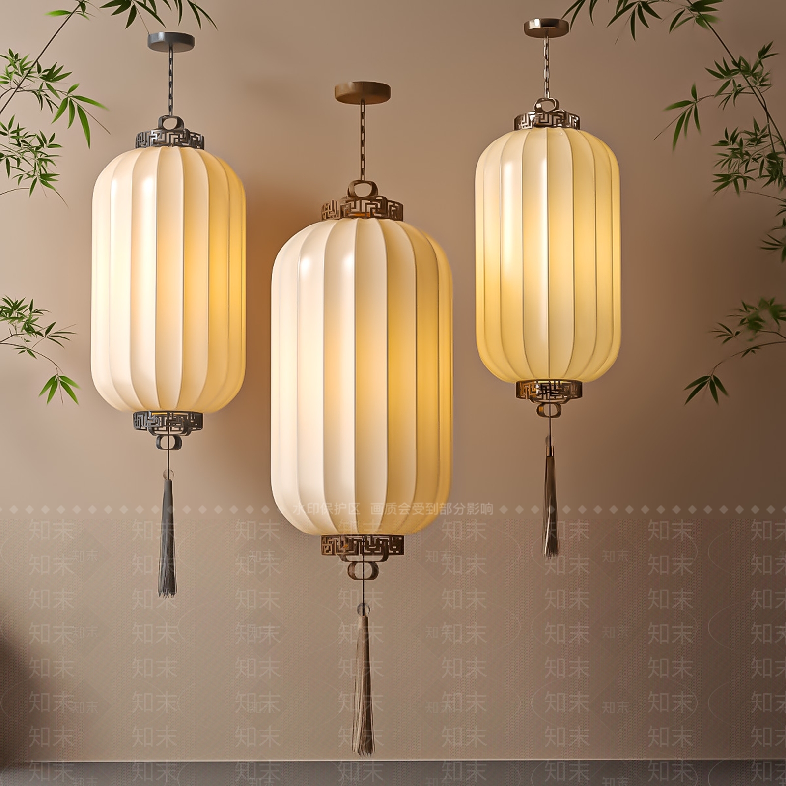 现代新中式灯笼3D模型下载【ID:1192985698】