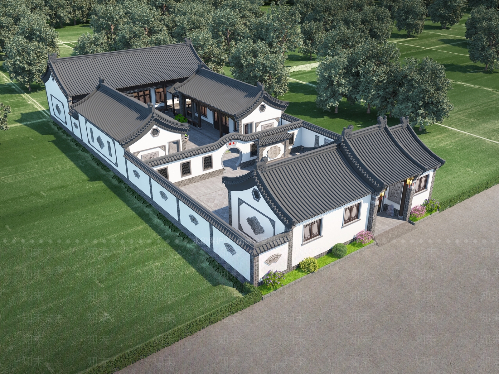 新中式四合院3D模型下载【ID:1192986840】