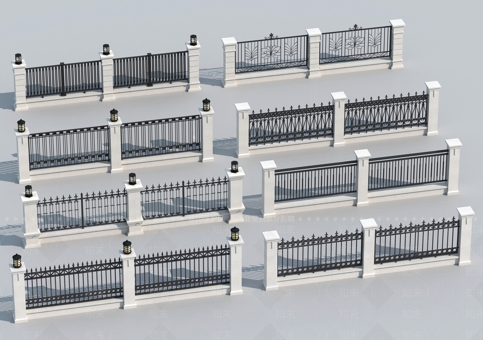 现代围墙3D模型下载【ID:1192988439】