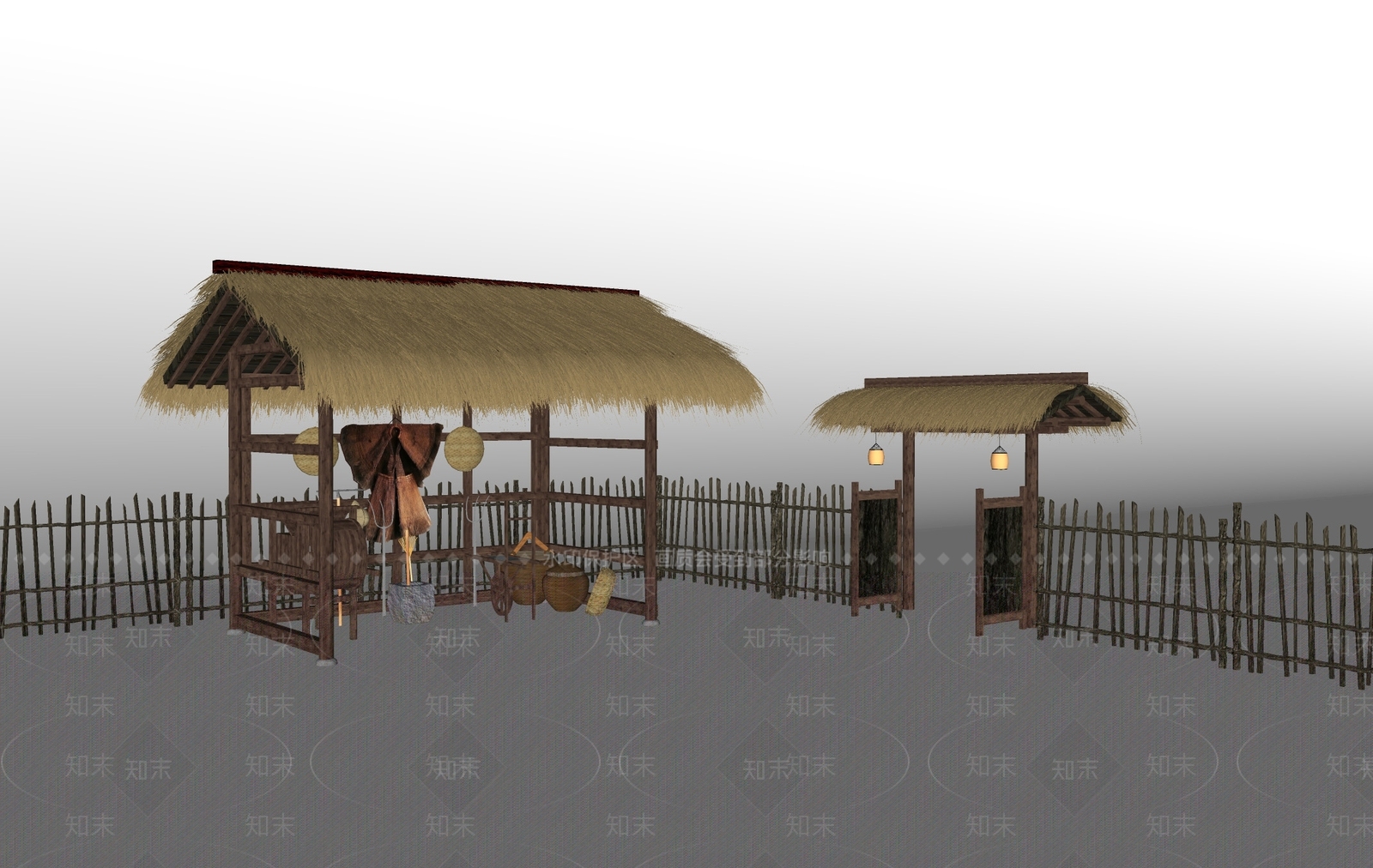 现代中式大棚SU模型下载【ID:1192990909】