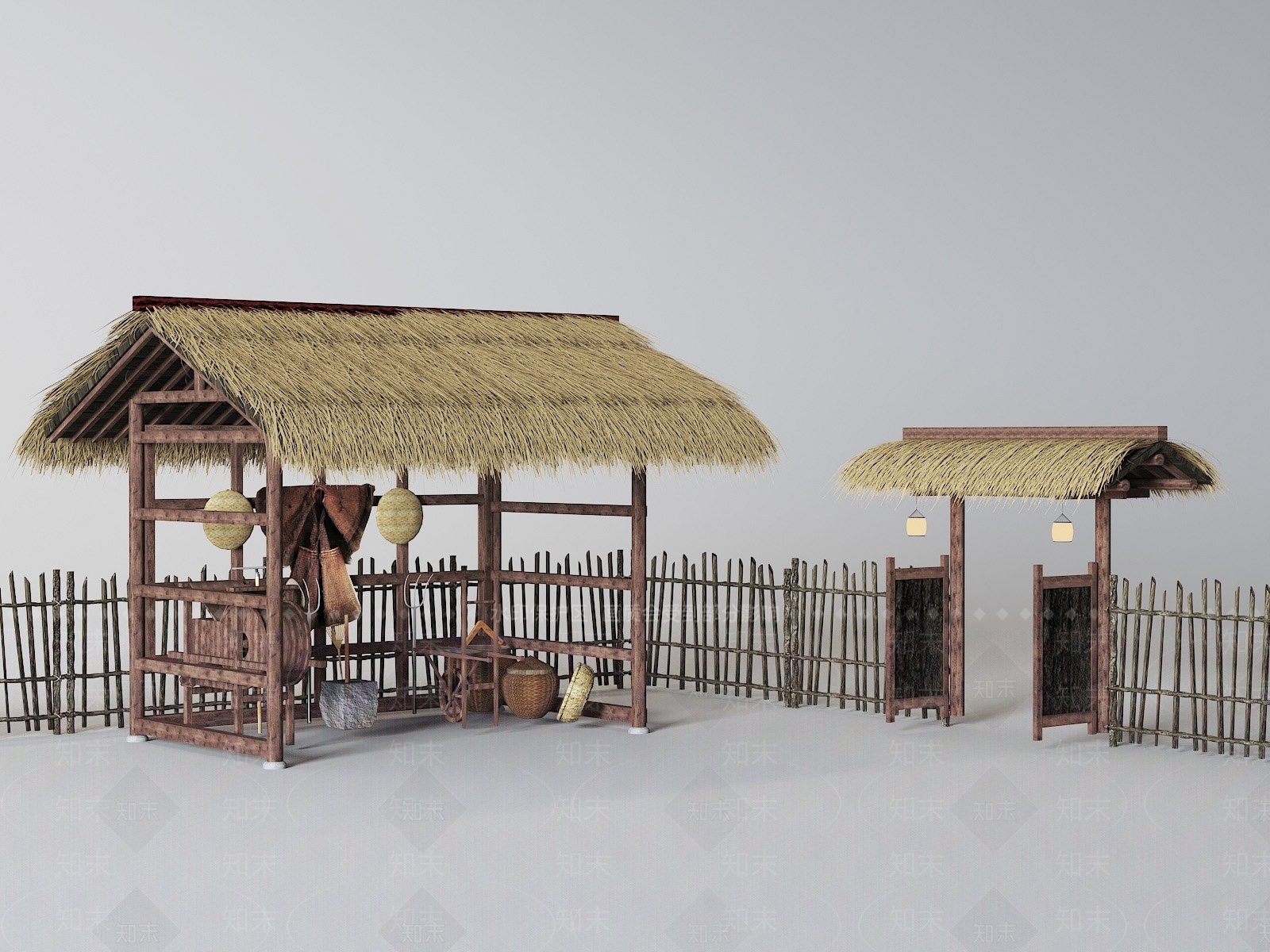 现代中式大棚SU模型下载【ID:1192990909】