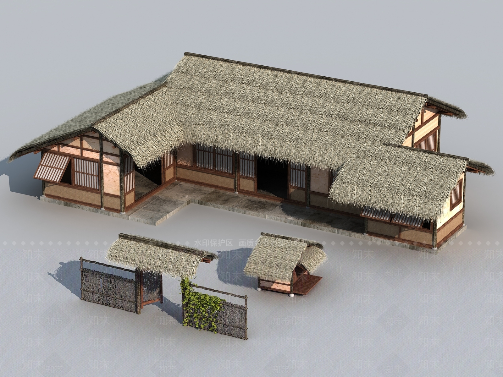 中式木屋SU模型下载【ID:1192991006】