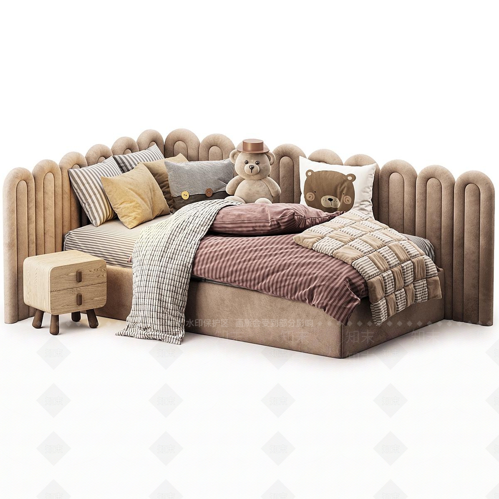 北欧奶油沙发床SU模型下载【ID:1192991218】